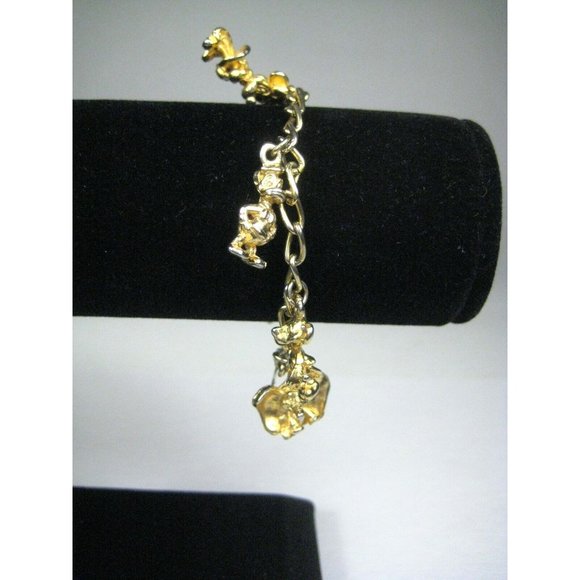 Disney Bracelet Goldtone Vintage 60s Charm Chain 6 Inch Mickey Mouse Dumbo - Picture 1 of 3